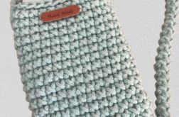 Mała torebka na ramię,etui na telefon,szaromięta
