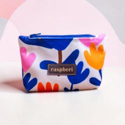 Etui na klucze z jasnego weluru – minimalistyczne kwiaty | Handmade