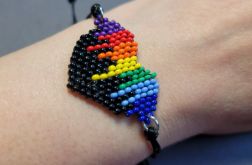 Bransoletka "Artystyczne serce plamy farby czarne" Prezent na Walentynki