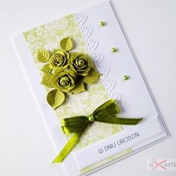 Kartka URODZINOWA z zielonymi różami
