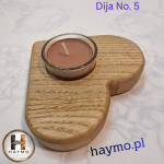 Świecznik drewniany dąb serce olej twardowoskowy Dija No. 5 - 