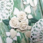 Kartka URODZINOWA z białymi różami - Kartka urodzinowa z różami