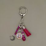 Brelok "Różowa Sowa z Księżycem" – ozdobny brelok do kluczy i torebki - 3