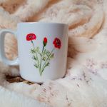 Mysikrólik wśród maków ręcznie malowany kubek 270 ml. - ręcznie malowany