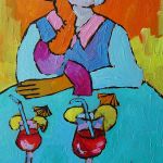 obraz do salonu diva babcia z drinkiem - 