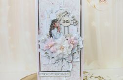 Kartka komunijna pamiątka "PinkRoses5" GOTOWA