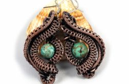 Turkus, Miedziane kolczyki z turkusem wiszące