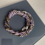 Naszyjnik Korale Metalizowane Kryształki Fioletowe - 