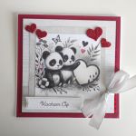 Kartka na Walentynki misie panda - Kartka walentynkowa