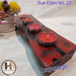 Świecznik drewniany buk płomieniowy rubin, Sue Ellen No. 23