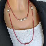 Naszyjnik Boho Koralikowy Maki Perły i Róże - 