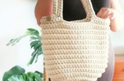 Torebka damska ecru ,na ramię, koszyk z sznurka