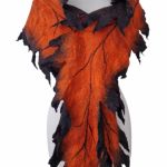 SZAL DAMSKI WEŁNIANY DŁUGI LIŚĆ - Ciepły szal szalik