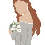 Grafika "Kobieta z kwiatami" - Neutralne kolory