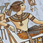 Papirus Egipski, 60x40 cm, TUTANCHAMON Z ŻONĄ, MIESIĄC MIODOWY, obraz, Oryginalny 100%, Egipt, papier papirusowy 39 - 