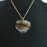 Kwarc rutylowy, włosy Wenus, serce, serduszko, wisior w złocie - 