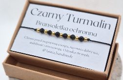 Bransoletka z czarnym turmalinem - czarna nić