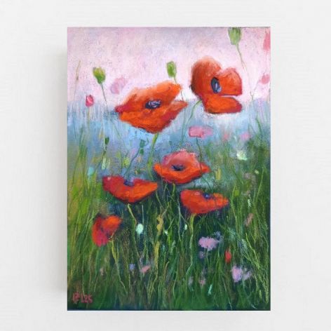 Makowa łąka-praca formatu 24/18 cm 