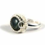 Srebrny regulowany pierścionek z labradorytem - labradoryt niebieski srebrny pierścionek