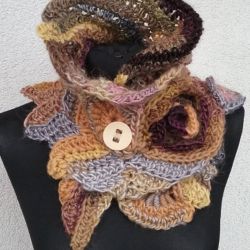 Szalik freeform crochet kolory ziemi