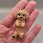 Brelok Piesek Flexi – mini pudel druk 3D - Piesek Flexi Pudel brązowy