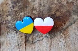 Dla UKRAINY! Kolczyki serca z flagą Ukrainy i Polski