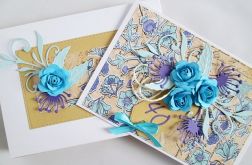 Kartka 40 URODZINY turkusowo-fioletowa