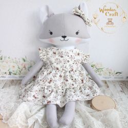 Lisek Pola przytulanka sukieneczka beż-bordo