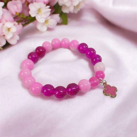 Bransoletka na gumce kwiatek fuksja