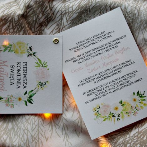 Zaproszenie komunijne - Wiosenne Kwiaty 6