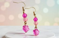 Różowe kolczyki z kwiatuszkami