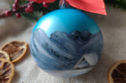 Ręcznie malowana bombka "zimowe Tatry" (7), 10 cm