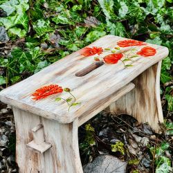 Sielski zydelek, podnóżek, z kwiatami, oryginalny prezent