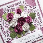 Kartka W DNIU ŚLUBU fioletowo-biała #1 - Pamiątka Ślubu z fioletowo-białymi różami