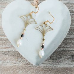 Kolczyki z perłami Złote Liście