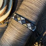 Bransoletka BOHO pleciona z koralików denim - 