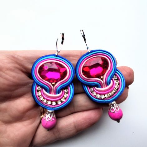 Hot Pink  kolczyki sutaszowe