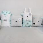 Poduszka dekoracyjna króliczek szaro-biały - 