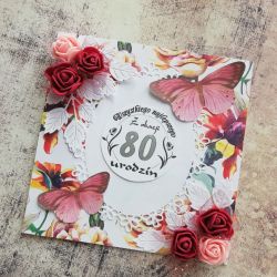 Kartka 80 urodziny + koperta