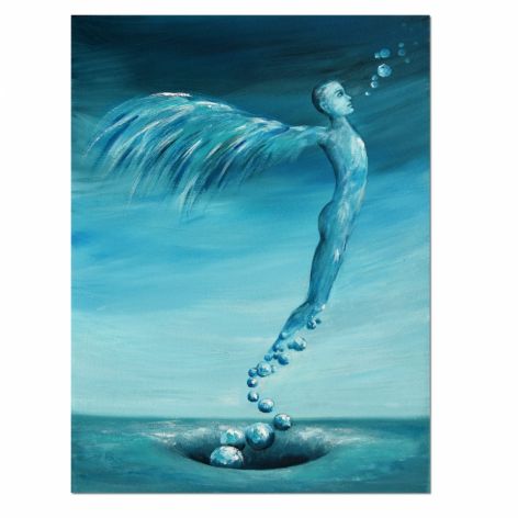 Trzepot nieposkromionych piór, oryginalny obraz, surrealizm, realizm bajkowy