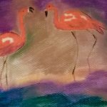 Flamingi pastel - cały obraz