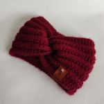 Opaska ręcznie robiona na drutach, bordowa. - bordowa opaska