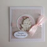 Kartka na Chrzest Święty z aniołkiem beż - Kartka na Chrzest Święty z aniołkiem beż