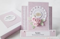 Kartka PAMIĄTKA KOMUNII z różyczkami #1 /Z