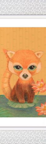 Panda Czerwona, ilustracja dziecięca kredkami