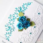 Kartka UNIWERSALNA biało-turkusowa - Kartka na urodziny z turkusowymi różami