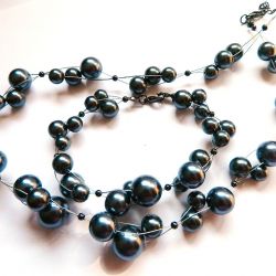 Perły szare, oryginalny zestaw biżuterii, naszyjnik i kolczyki