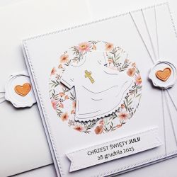Kartka na Chrzest minimalistyczna z szatką 