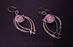 Srebrne kolczyki liście z kryształem górskim