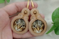Sutasz duże kolczyki koty kociaki soutache